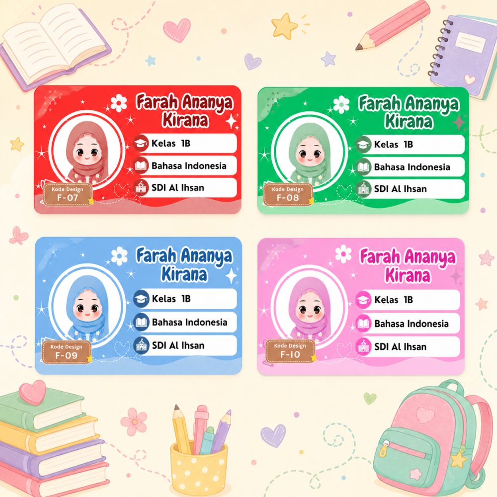 Stiker Nama Dan Pelajaran Custom  02